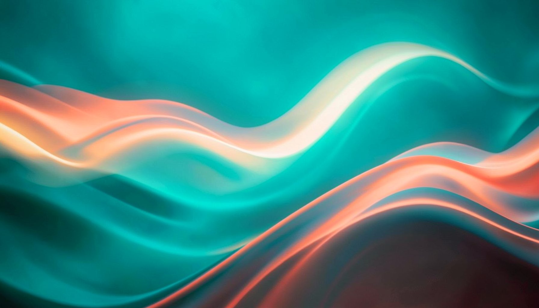 Vibrant teal and coral abstract waves, energetic dance music feel with warm highlights